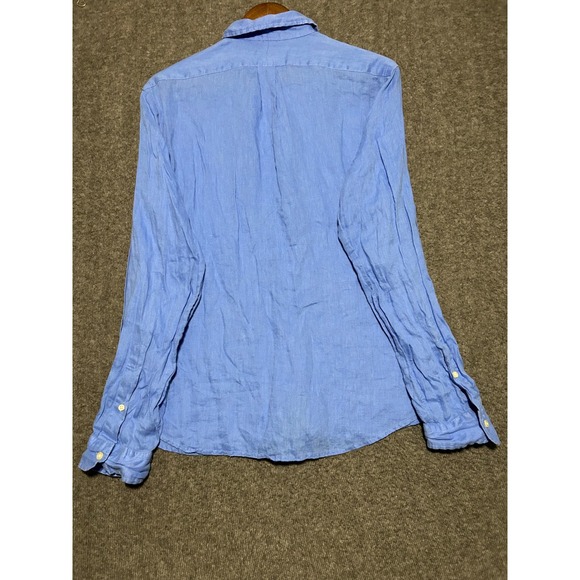 Polo ralph lauren RL Untucked fit linen shirt mens light blue long sleeve medium - Picture 3 of 8